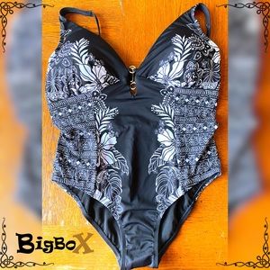 SWIMSUITS FOR ALL Plunge One Piece 1X (16-18)